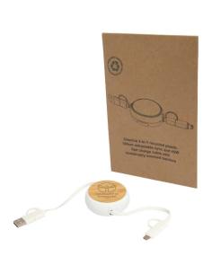 Cable retráctil 5 en 1 de plástico reciclado de 100 cm para sincronización de datos y carga rápida de 45 W con detalles de bambú 2