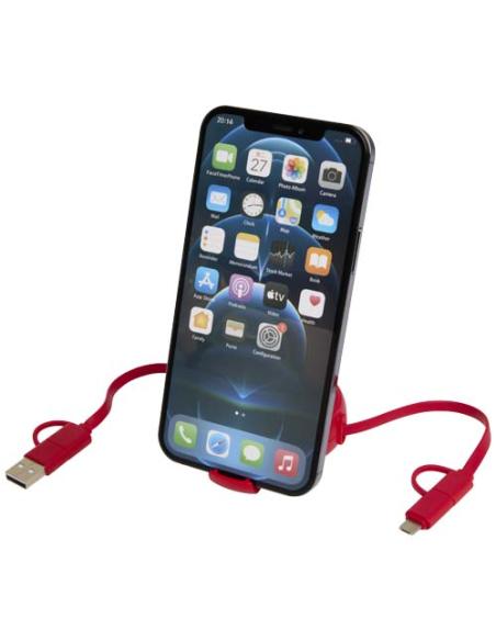 Cable retráctil 5 en 1 de 100 cm de plástico reciclado y aluminio para sincronización de datos y carga rápida de 45 W N12024421