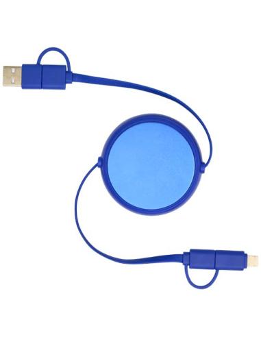 Cable retráctil 5 en 1 de 100 cm de plástico reciclado y aluminio para sincronización de datos y carga rápida de 45 W N35024421