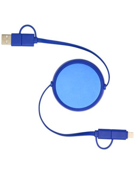 Cable retráctil 5 en 1 de 100 cm de plástico reciclado y aluminio para sincronización de datos y carga rápida de 45 W N35024421