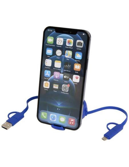 Cable retráctil 5 en 1 de 100 cm de plástico reciclado y aluminio para sincronización de datos y carga rápida de 45 W N35024421