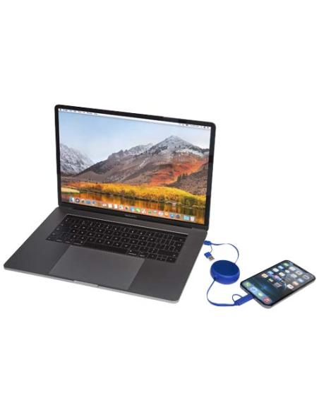 Cable retráctil 5 en 1 de 100 cm de plástico reciclado y aluminio para sincronización de datos y carga rápida de 45 W N35024421