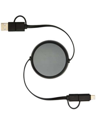 Cable retráctil 5 en 1 de 100 cm de plástico reciclado y aluminio para sincronización de datos y carga rápida de 45 W N09024421