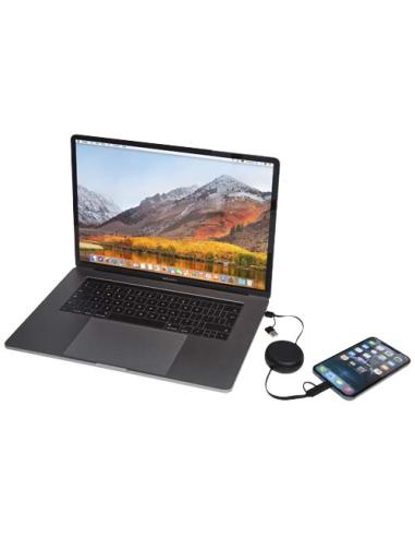 Cable retráctil 5 en 1 de 100 cm de plástico reciclado y aluminio para sincronización de datos y carga rápida de 45 W N09024421