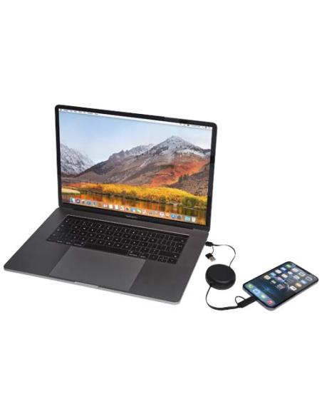 Cable retráctil 5 en 1 de 100 cm de plástico reciclado y aluminio para sincronización de datos y carga rápida de 45 W N09024421