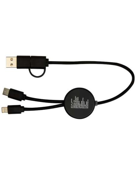 Cable 5 en 1 de plástico reciclado de 30 cm para sincronización de datos y carga rápida de 27 W con detalles de bambú N09124421