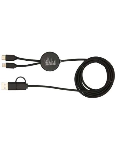 Cable 5 en 1 de plástico reciclado de 150 cm para sincronización de datos y carga rápida de 27 W con detalles de bambú N09224421