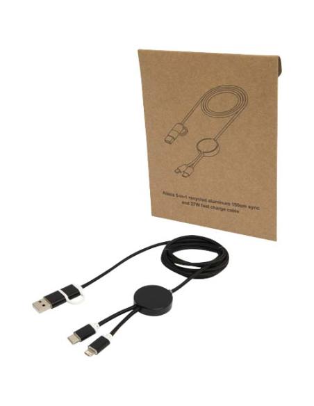 Cable 5 en 1 de aluminio y plástico reciclado de 150 cm para sincronización de datos y carga rápida de 27 W N09524421