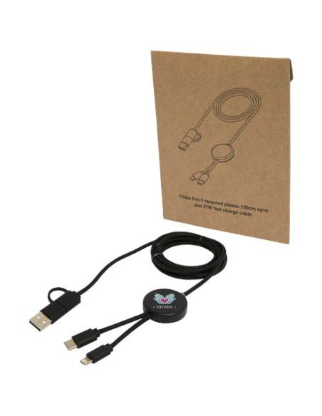 Cable 5 en 1 de plástico reciclado de 150 cm para sincronización de datos y carga rápida de 27 W N09824421