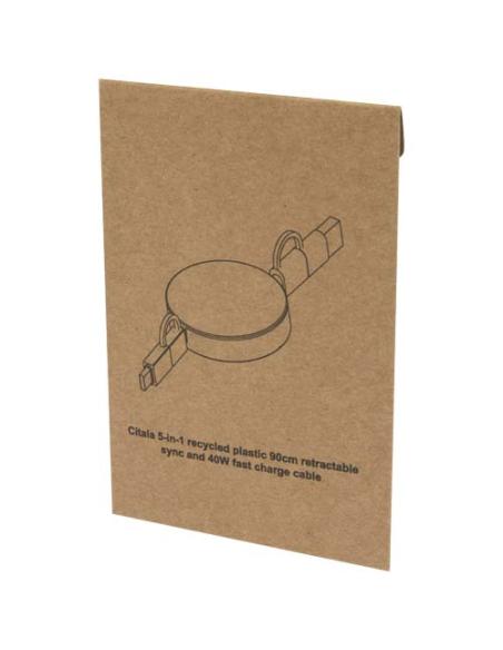 Cable retráctil 5 en 1 de plástico reciclado de 90 cm para sincronización de datos y carga rápida de 40 W N10034421