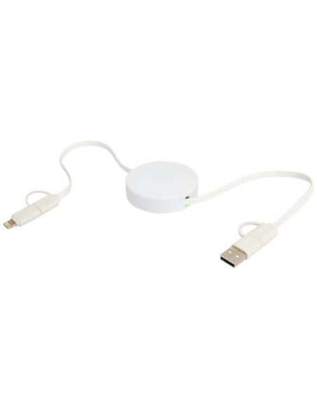 Cable retráctil 5 en 1 de plástico reciclado de 90 cm para sincronización de datos y carga rápida de 40 W N10034421