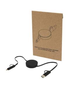 Cable retráctil 5 en 1 de plástico reciclado de 90 cm para sincronización de datos y carga rápida de 40 W N10034421