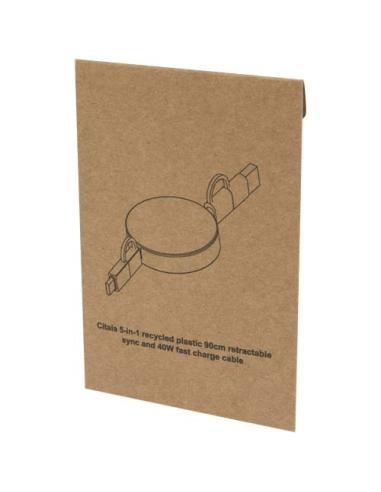 Cable retráctil 5 en 1 de plástico reciclado de 90 cm para sincronización de datos y carga rápida de 40 W N09034421