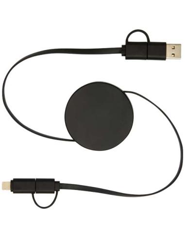 Cable retráctil 5 en 1 de plástico reciclado de 90 cm para sincronización de datos y carga rápida de 40 W N09034421