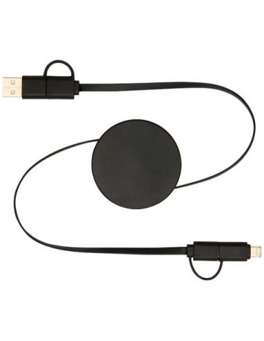 Cable retráctil 5 en 1 de plástico reciclado de 90 cm para sincronización de datos y carga rápida de 40 W N09034421