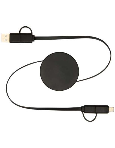 Cable retráctil 5 en 1 de plástico reciclado de 90 cm para sincronización de datos y carga rápida de 40 W N09034421