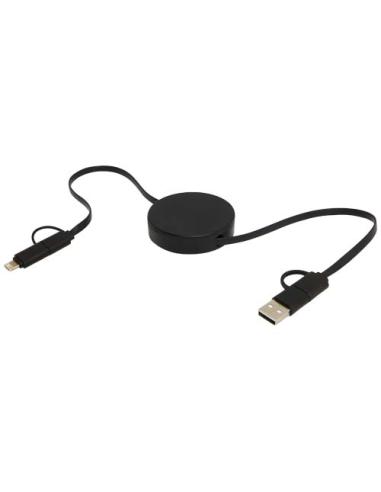 Cable retráctil 5 en 1 de plástico reciclado de 90 cm para sincronización de datos y carga rápida de 40 W N09034421