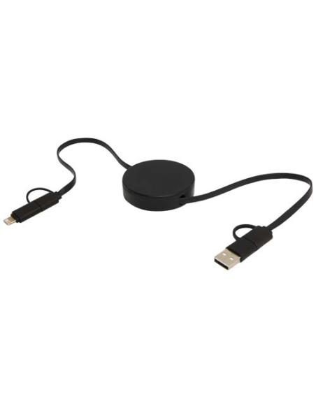 Cable retráctil 5 en 1 de plástico reciclado de 90 cm para sincronización de datos y carga rápida de 40 W N09034421