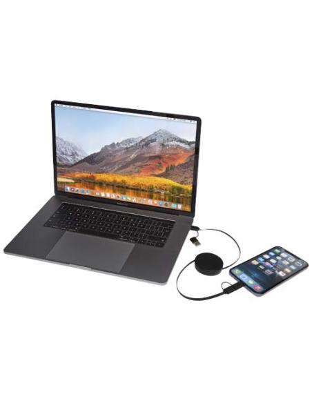 Cable retráctil 5 en 1 de plástico reciclado de 90 cm para sincronización de datos y carga rápida de 40 W N09034421