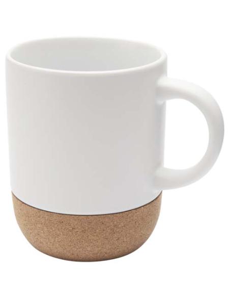 Taza de cerámica para sublimación de 300 ml con detalles de corcho N10648001