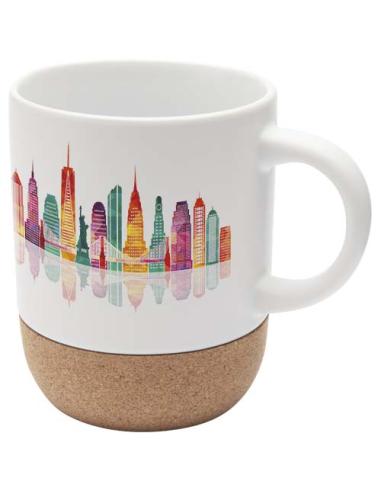 Taza de cerámica para sublimación de 300 ml con detalles de corcho N10648001