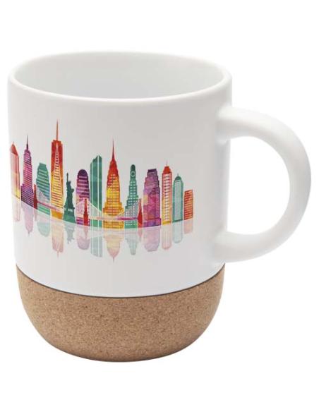 Taza de cerámica para sublimación de 300 ml con detalles de corcho N10648001