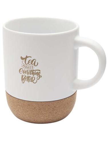 Taza de cerámica de 300 ml con detalles de corcho y acabado mate N10748001