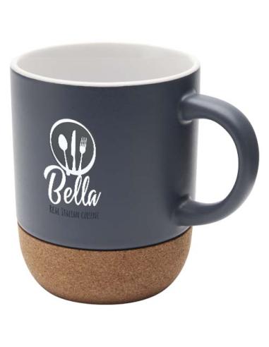 Taza de cerámica de 300 ml con detalles de corcho y acabado mate N05748001