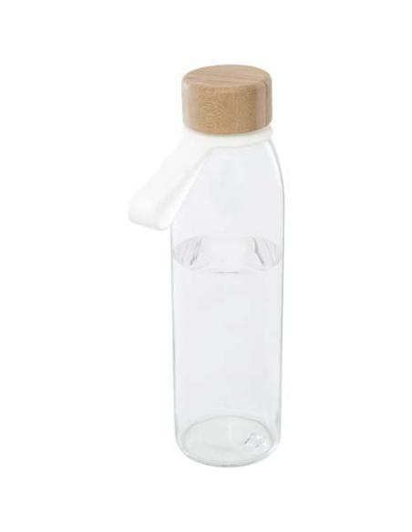 Botella de cristal de 500 ml con asa de silicona y tapa de bambú N10358001