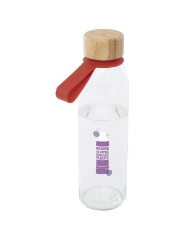 Botella de cristal de 500 ml con asa de silicona y tapa de bambú N23358001