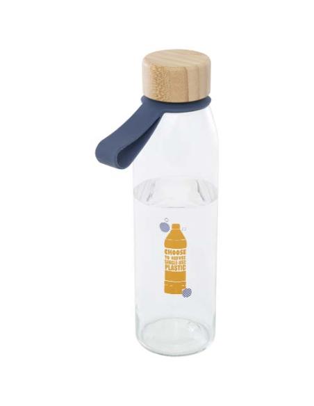 Botella de cristal de 500 ml con asa de silicona y tapa de bambú N15358001