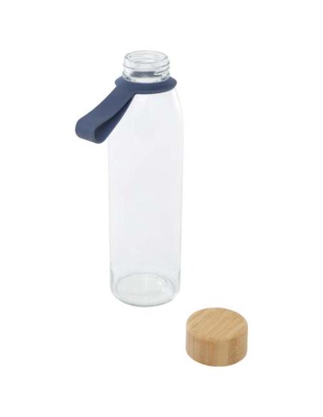 Botella de cristal de 500 ml con asa de silicona y tapa de bambú N15358001