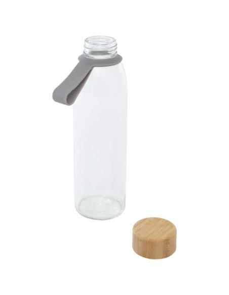 Botella de cristal de 500 ml con asa de silicona y tapa de bambú N28358001