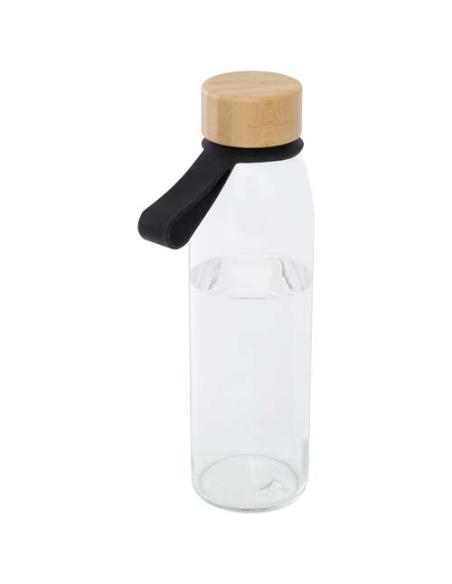 Botella de cristal de 500 ml con asa de silicona y tapa de bambú N09358001