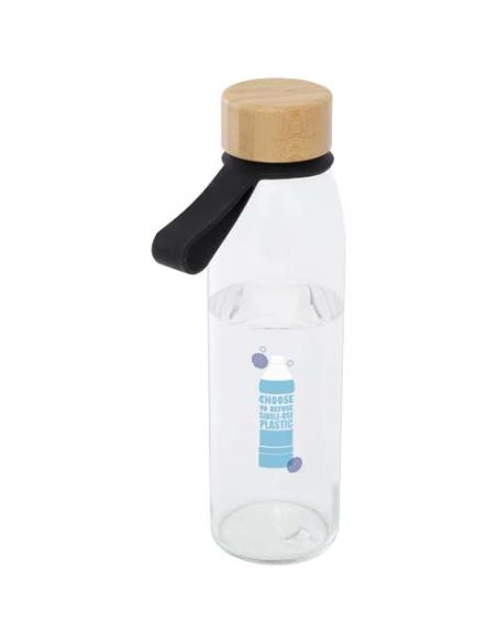 Botella de cristal de 500 ml con asa de silicona y tapa de bambú N09358001