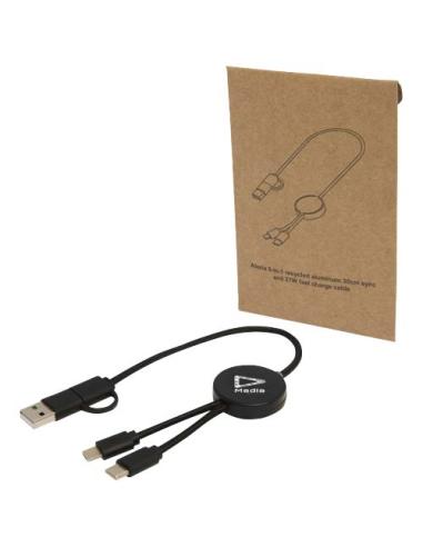 Cable 5 en 1 de plástico reciclado de 30 cm para sincronización de datos y carga rápida de 27 W N09724421