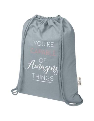 Bolsa de 5 L con cordón de algodón reciclado de 140 g/m² con certificado GRS N28167021