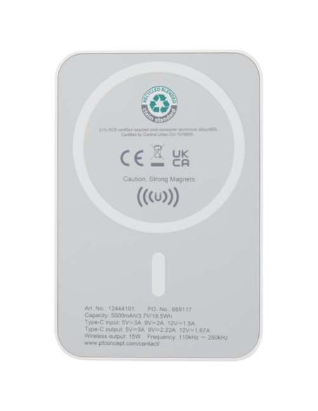 Batería externa inalámbrica magnética de 5000 mAh y 15 W con PD de 20 W fabricada con plástico reciclado N10144421