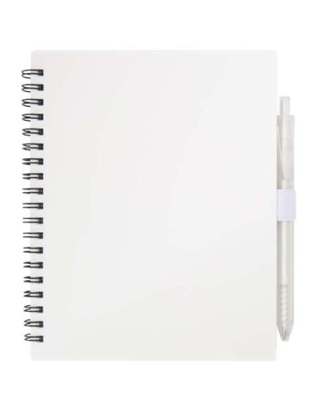 Juego de libreta de tapa blanda y bolígrafo de plástico reciclado (tinta azul) N10892601