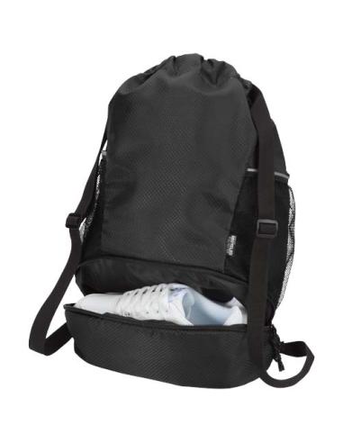 Bolsa deportiva de 18 L con cordón y compartimento inferior de material reciclado con certificado GRS N09990031