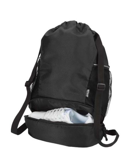 Bolsa deportiva de 18 L con cordón y compartimento inferior de material reciclado con certificado GRS N09990031
