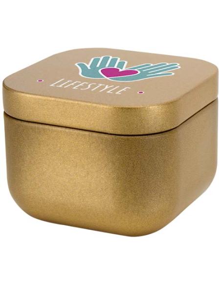 Vela cuadrada en caja metálica con aroma de vainilla N41253621