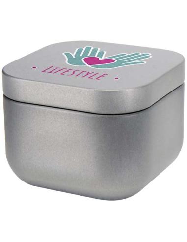 Vela cuadrada en caja metálica con aroma de vainilla N18253621