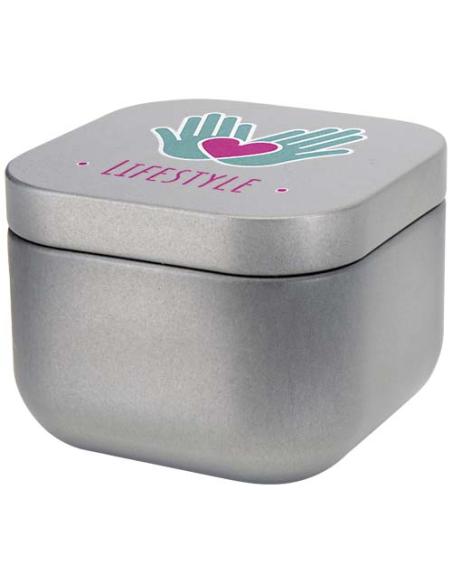 Vela cuadrada en caja metálica con aroma de vainilla N18253621