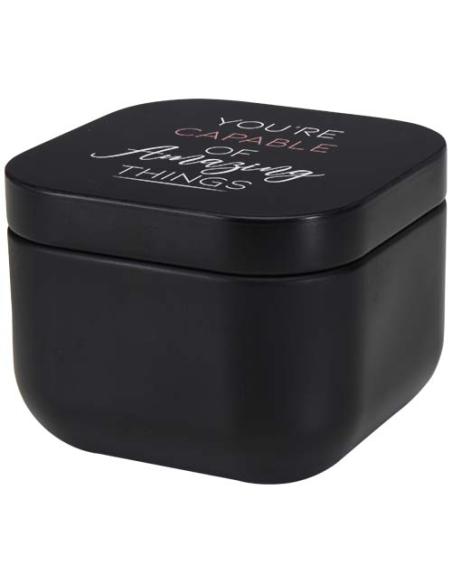 Vela cuadrada en caja metálica con aroma de vainilla N09253621