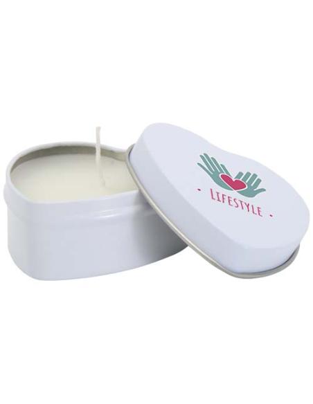 Vela con forma de corazón y aroma de vainilla en caja metálica N10353621