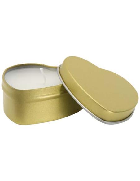 Vela con forma de corazón y aroma de vainilla en caja metálica N04353621