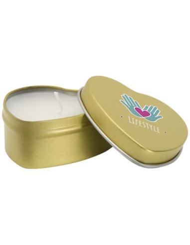 Vela con forma de corazón y aroma de vainilla en caja metálica N04353621