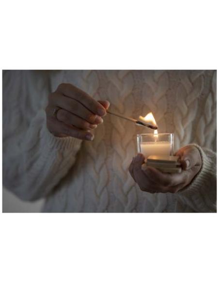 Vela cuadrada en soporte de vidrio con tapa de bambú N10453621