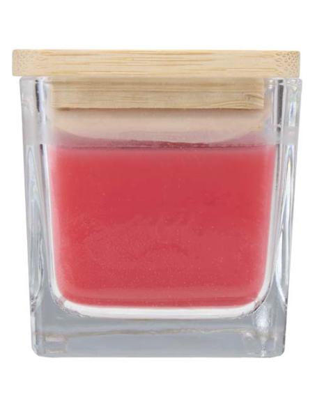 Vela cuadrada en soporte de vidrio con tapa de bambú N12453621
